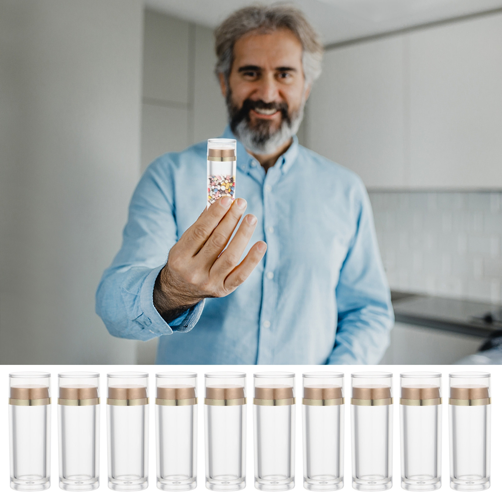 Food Storage Acrylic Containers - 10Pcs Botol Penyimpanan Kapsul Akrilik Premium