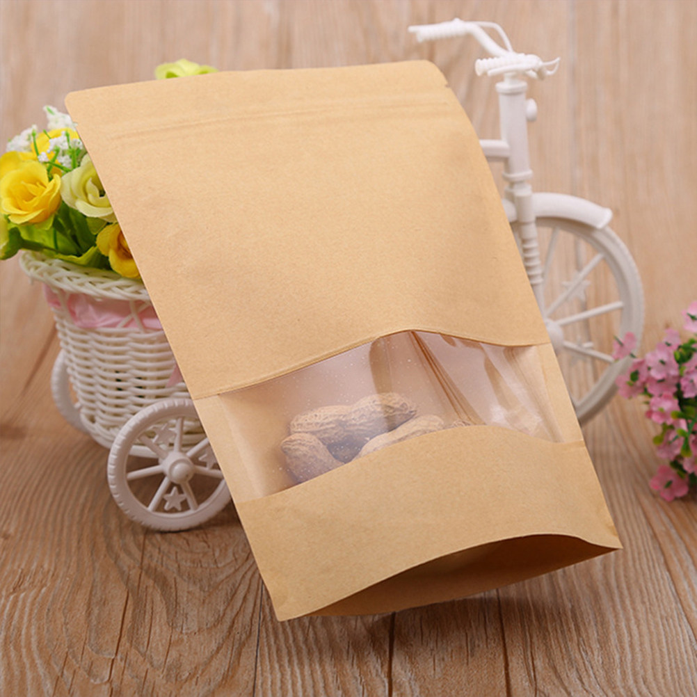 Food Storage Usa - 50Pcs Kantong Kertas Kraft Berpenutup Zipper