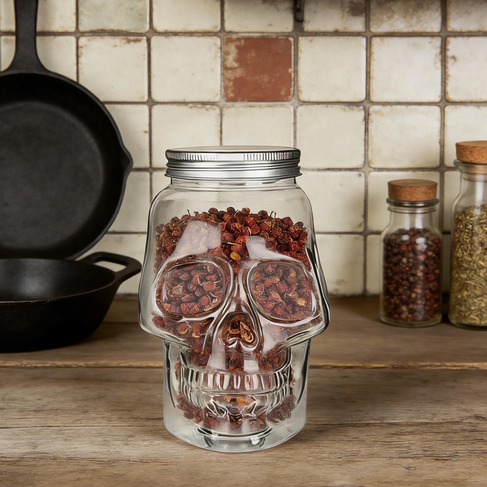 Xmas Food Storage Containers - Stoples Penyimpanan Tengkorak Seram dengan Tutup,