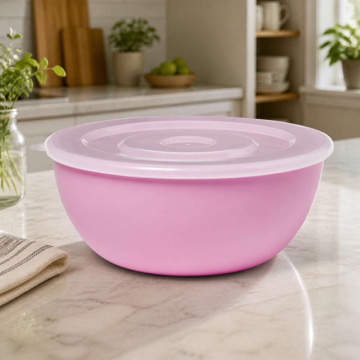 Food Storage Meals - Mangkuk Merah Muda Dengan Tutup Yang