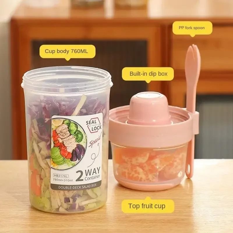 JUSTINLAU Cangkir Salad Pengur - Food Storage With Scoop ulasan dan harga