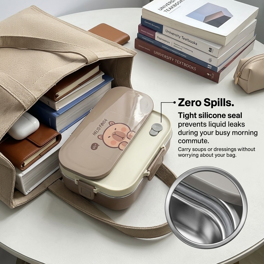 Set Kotak Makan Siang Bento St - Food Storage With Scoop ulasan dan harga