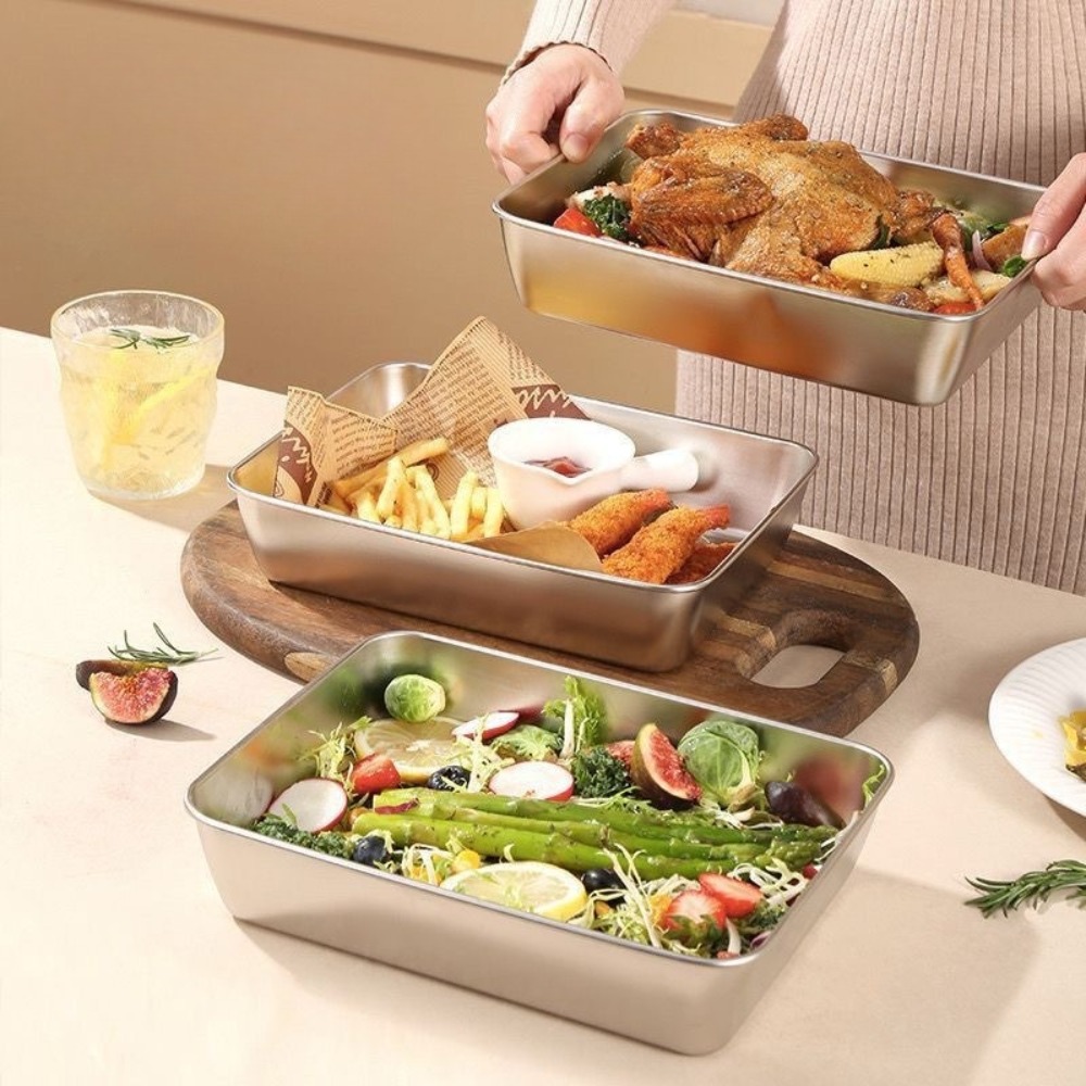 Nampan Sajian Stainless Steel  - Food Storage Meals ulasan dan harga