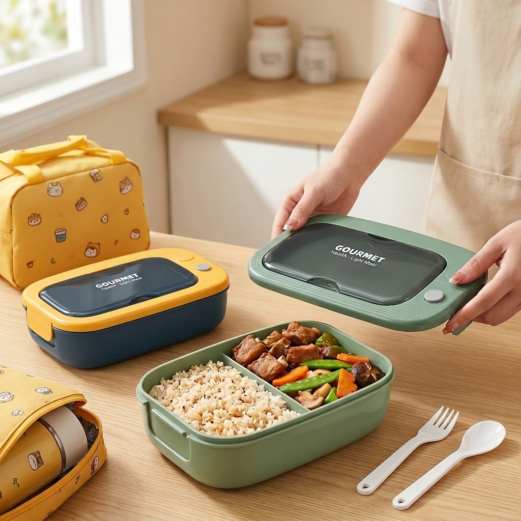 Kotak Bento Plastik untuk Micr - Food Storage With Scoop ulasan dan harga