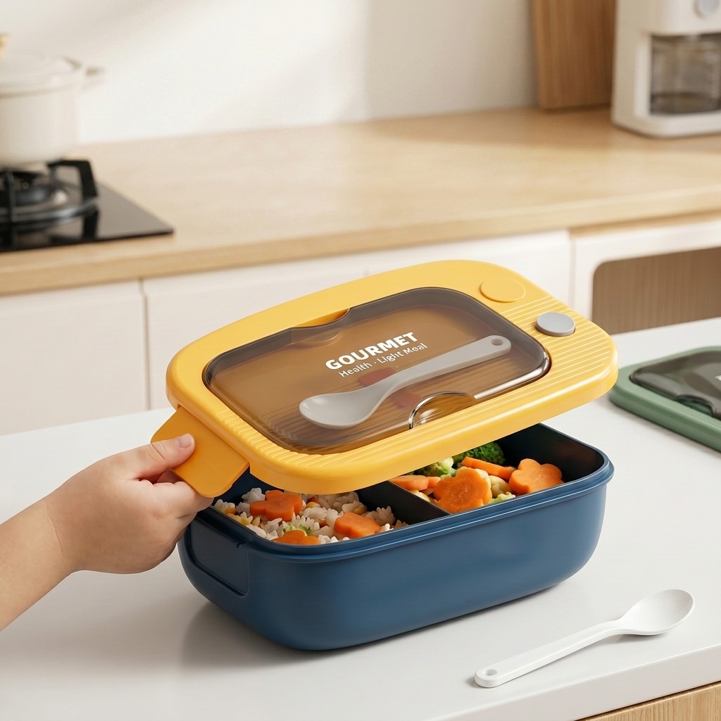 Kotak Bento Plastik untuk Micr - Food Storage With Scoop ulasan dan harga